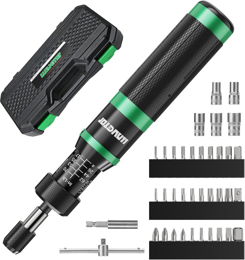 VETOR Torque Screwdriver,8-70 in.lb(1/4" Drive) Inch Pound Torque Wrench with S2 Steel Bits & Case - torque screwdriver for gunsmithing. - Image 1